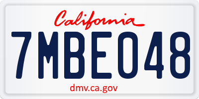 CA license plate 7MBE048