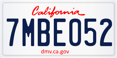 CA license plate 7MBE052
