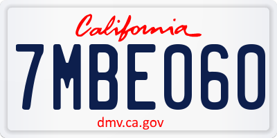 CA license plate 7MBE060
