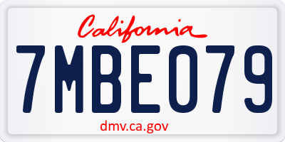 CA license plate 7MBE079