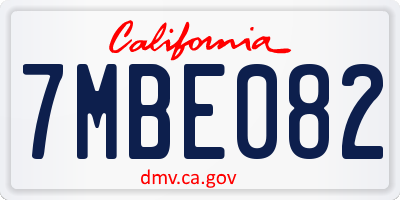 CA license plate 7MBE082