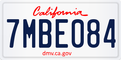 CA license plate 7MBE084
