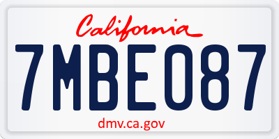 CA license plate 7MBE087