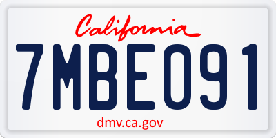 CA license plate 7MBE091