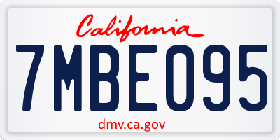 CA license plate 7MBE095