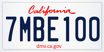 CA license plate 7MBE100
