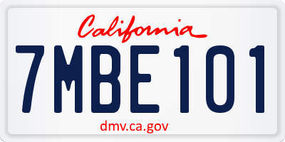 CA license plate 7MBE101