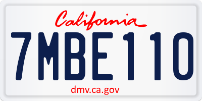 CA license plate 7MBE110
