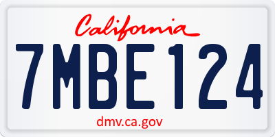 CA license plate 7MBE124