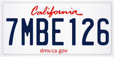 CA license plate 7MBE126