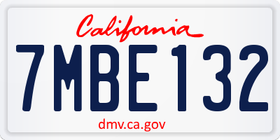 CA license plate 7MBE132