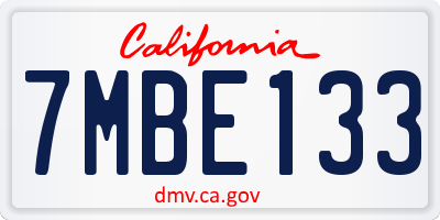 CA license plate 7MBE133