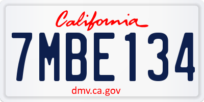 CA license plate 7MBE134