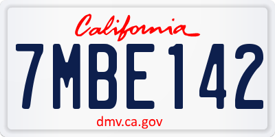 CA license plate 7MBE142