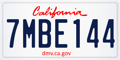 CA license plate 7MBE144
