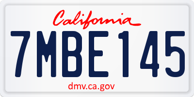 CA license plate 7MBE145