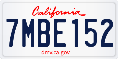 CA license plate 7MBE152