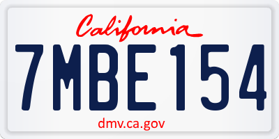 CA license plate 7MBE154