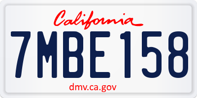 CA license plate 7MBE158