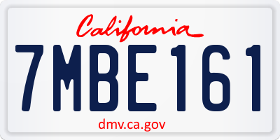 CA license plate 7MBE161