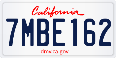 CA license plate 7MBE162