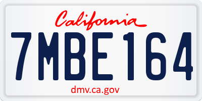 CA license plate 7MBE164