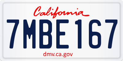 CA license plate 7MBE167