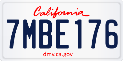CA license plate 7MBE176