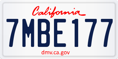 CA license plate 7MBE177