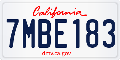 CA license plate 7MBE183