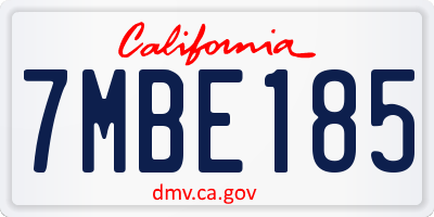 CA license plate 7MBE185