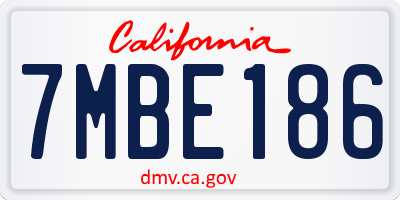 CA license plate 7MBE186