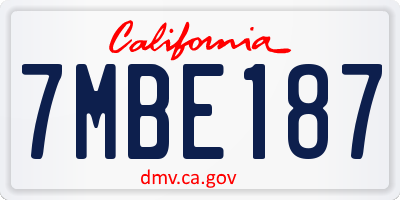 CA license plate 7MBE187