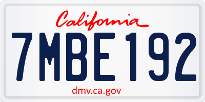CA license plate 7MBE192