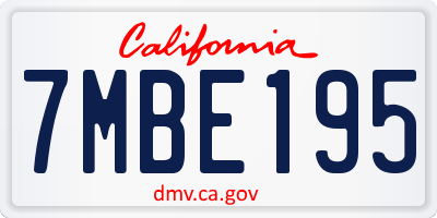 CA license plate 7MBE195