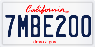 CA license plate 7MBE200