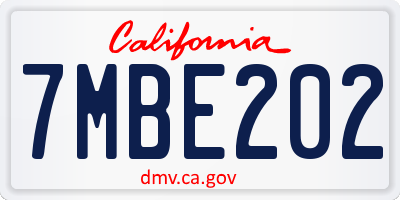 CA license plate 7MBE202