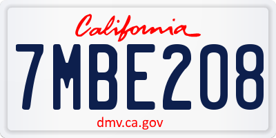 CA license plate 7MBE208