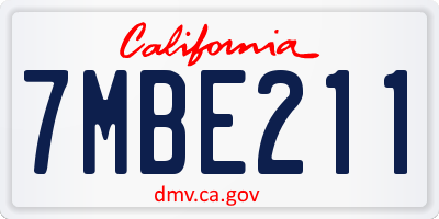 CA license plate 7MBE211