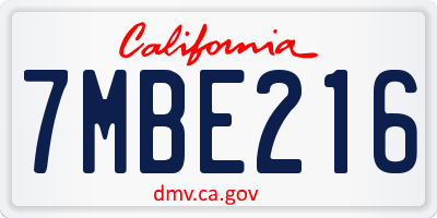 CA license plate 7MBE216