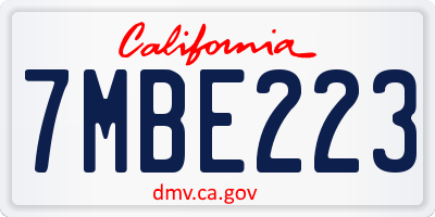 CA license plate 7MBE223