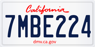 CA license plate 7MBE224