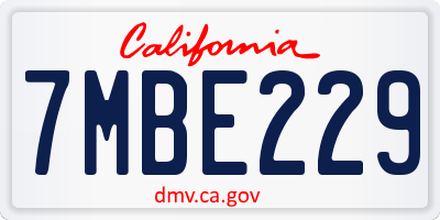 CA license plate 7MBE229