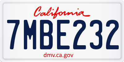 CA license plate 7MBE232