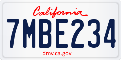 CA license plate 7MBE234