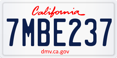 CA license plate 7MBE237