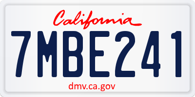 CA license plate 7MBE241