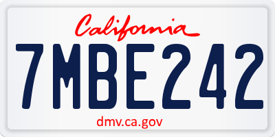 CA license plate 7MBE242