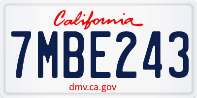 CA license plate 7MBE243