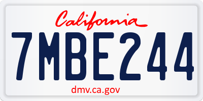 CA license plate 7MBE244